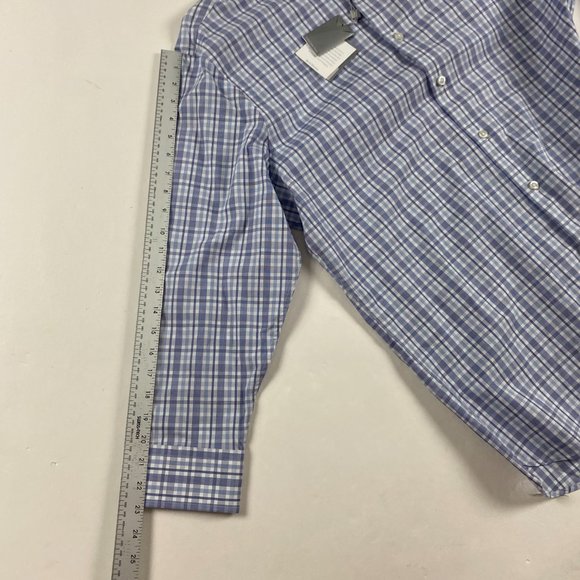 NWT Hickey Freeman Contemporary Fit Shirt Mens 17  32/33 Navy Check Pima Cotton - Picture 14 of 15